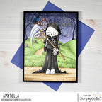 Stamping Bella Oddball Grim Reaper Cling Stamps eb1490 haunted house crow hello ghoul card