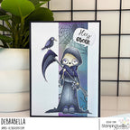 Stamping Bella Oddball Grim Reaper Cling Stamps eb1490 spider web skull heads black robe halloween card
