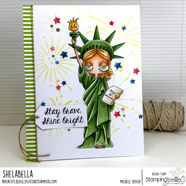 Stamping Bella Oddball Lady Liberty Cling Stamps eb1481 stay brave shine bright shelabella