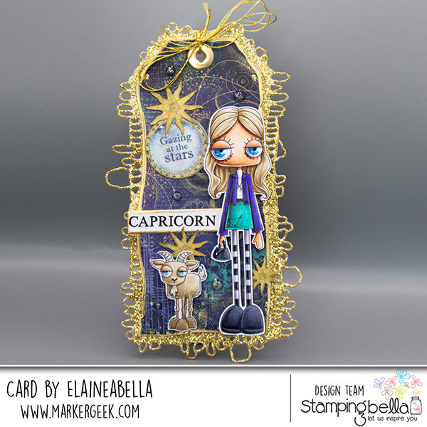 Stamping Bella Oddball Zodiac Capricorn Cling Stamps eb1452 tag