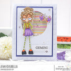 Stamping Bella Oddball Zodiac Gemini Cling Stamps eb1468 purple skirt