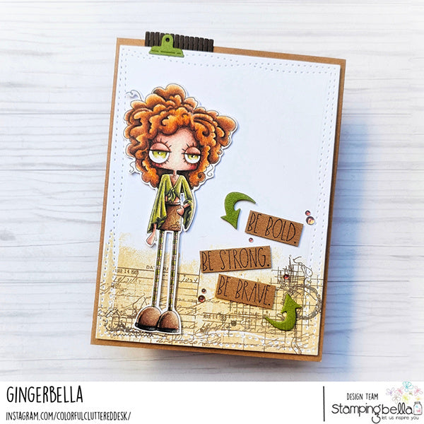 Stamping Bella Oddball Zodiac Leo Cling Stamps eb1492 green blouse be bold be strong card