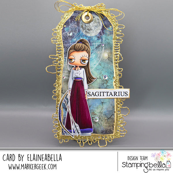 Stamping Bella Oddball Zodiac Sagittarius Cling Stamps eb1451 tag