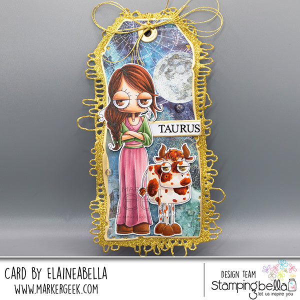 Stamping Bella Oddball Zodiac Taurus Cling Stamps eb1467 moon