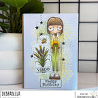 Stamping Bella Oddball Zodiac Virgo Cling Stamps eb1493 corn stalk bee stars green pants happy birthday card