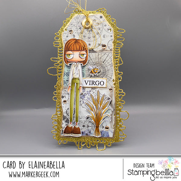 Stamping Bella Oddball Zodiac Virgo Cling Stamps eb1493 white blouse corn stalk honeybee tag card