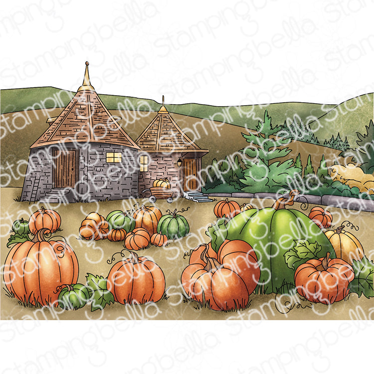 Stamping Bella Pumpkin Patch Hut Backdrop Cling Stamp eb1428
