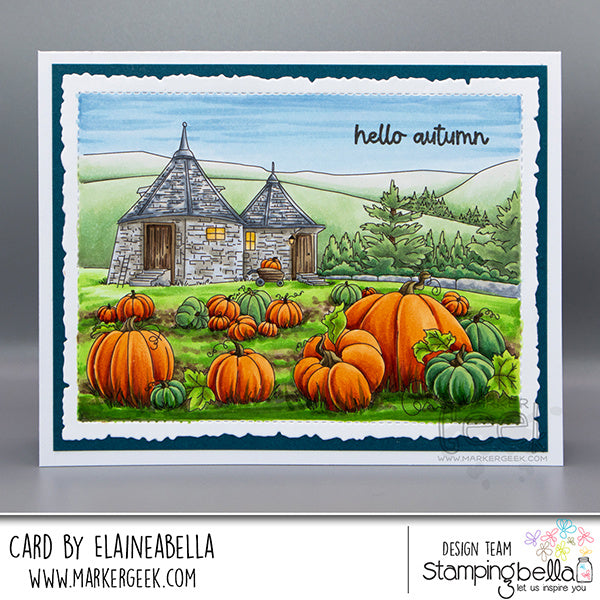 Stamping Bella Pumpkin Patch Hut Backdrop Cling Stamp eb1428 pumpkin