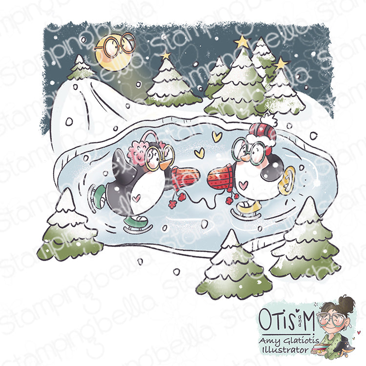 Stamping Bella Skating Penguins Cling Stamp ag1348 1