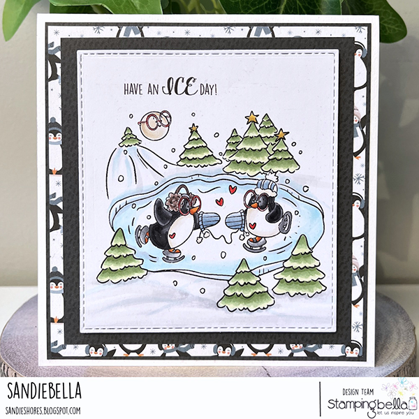 Stamping Bella Skating Penguins Cling Stamp ag1348 ice skating