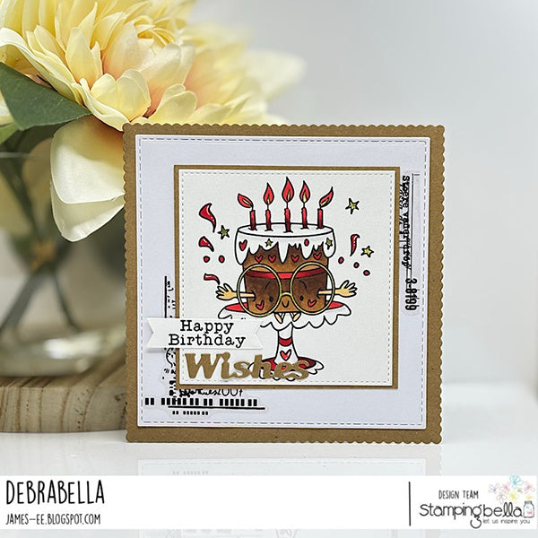 Stamping Bella Spec-Tacular Birthday Cake Cling Stamp ag1473 wishes