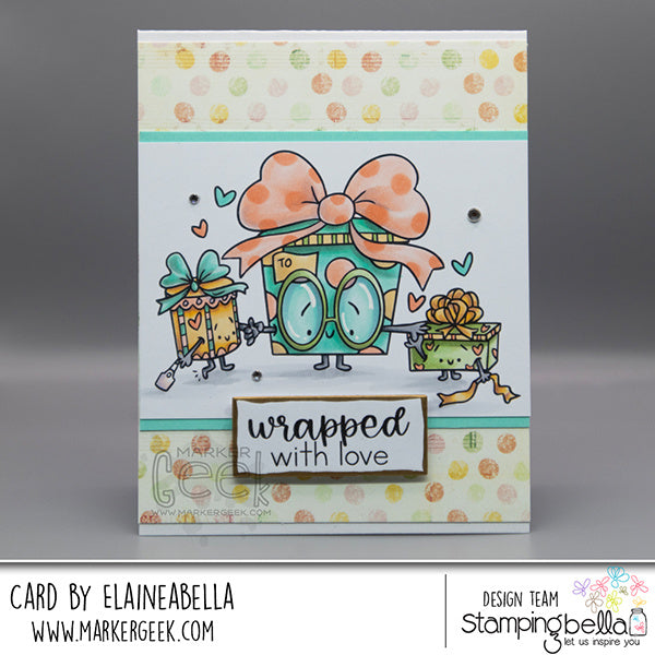 Stamping Bella Spec-Tacular Gift Trio Cling Stamps ag1502 presents with bows wrapped with love card 