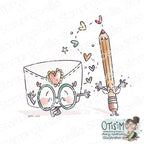 Stamping Bella Spec-Tacular Letter and Pencil Cling Stamp ag1380