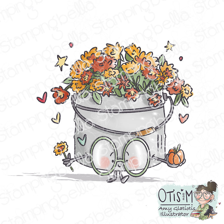 Stamping Bella Spec-Tacular Pail of Mums Cling Stamp ag1341 1