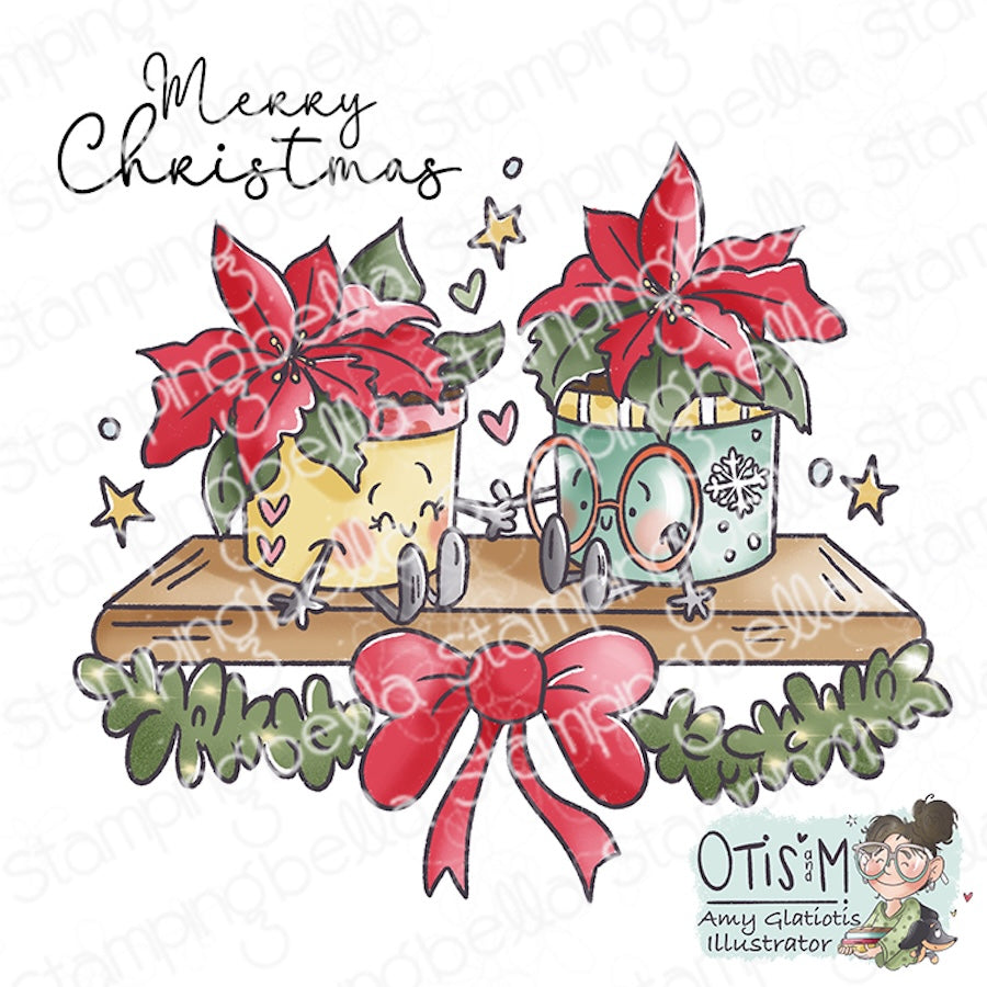 Stamping Bella Spec-Tacular Poinsettia Pair Cling Stamps ag1503