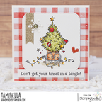 Stamping Bella Spec-Tacular Potted Tree Cling Stamp ag1347  plaid
