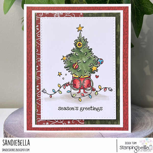 Stamping Bella Spec-Tacular Potted Tree Cling Stamp ag1347 season's greetings