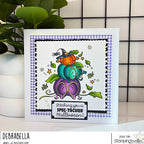Stamping Bella Spec-Tacular Pumpkin Stack Cling Stamps ag1501 fall leaves witch hat plaid trim card 