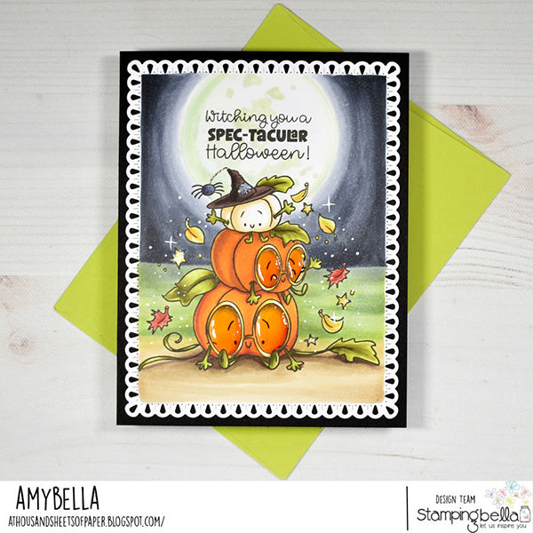 Stamping Bella Spec-Tacular Pumpkin Stack Cling Stamps ag1501 full moon fall leaves black trim boarder halloween card amy bella