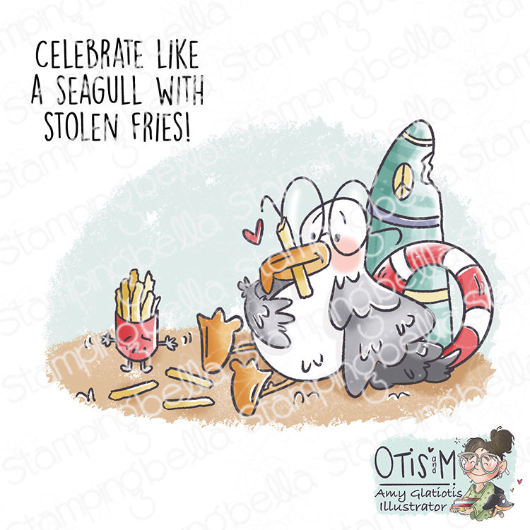 Stamping Bella Spec-Tacular Seagull and Fries Cling Stamps ag1486