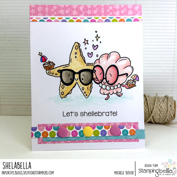 Stamping Bella Spec-Tacular Starfish and Shell Cling Stamps ag1487 Let's shellebrate shell and starfish Shelabella