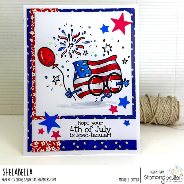 Stamping Bella Spec-Tacular Stars and Stripes Cling Stamps ag1485 4th of July shelabella