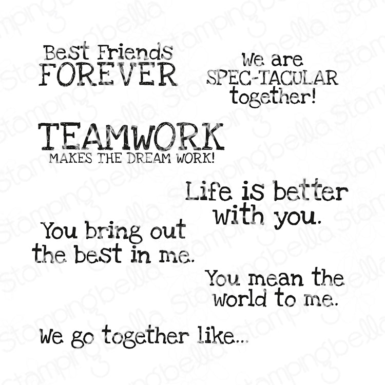 Stamping Bella Spec-Tacular Together Sentiment Set Cling Stamps eb1374