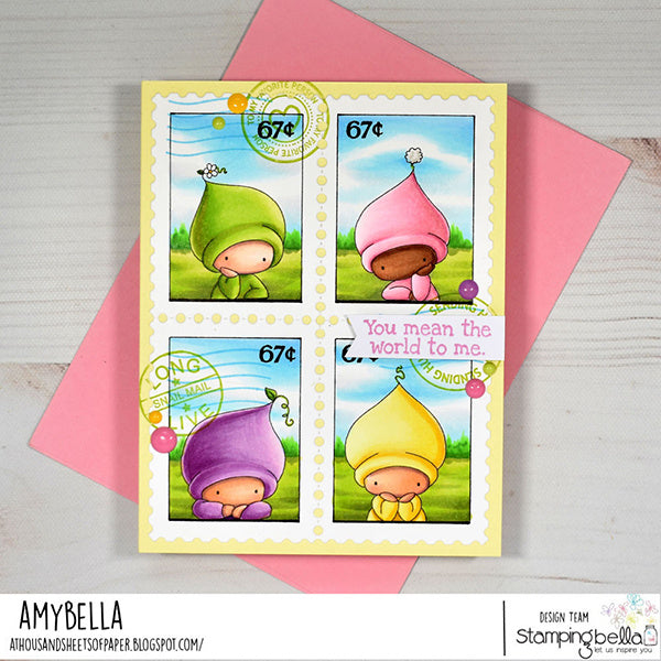 Stamping Bella Spring Bundle Girl Peekers Cling Stamps eb1471 yellow hat