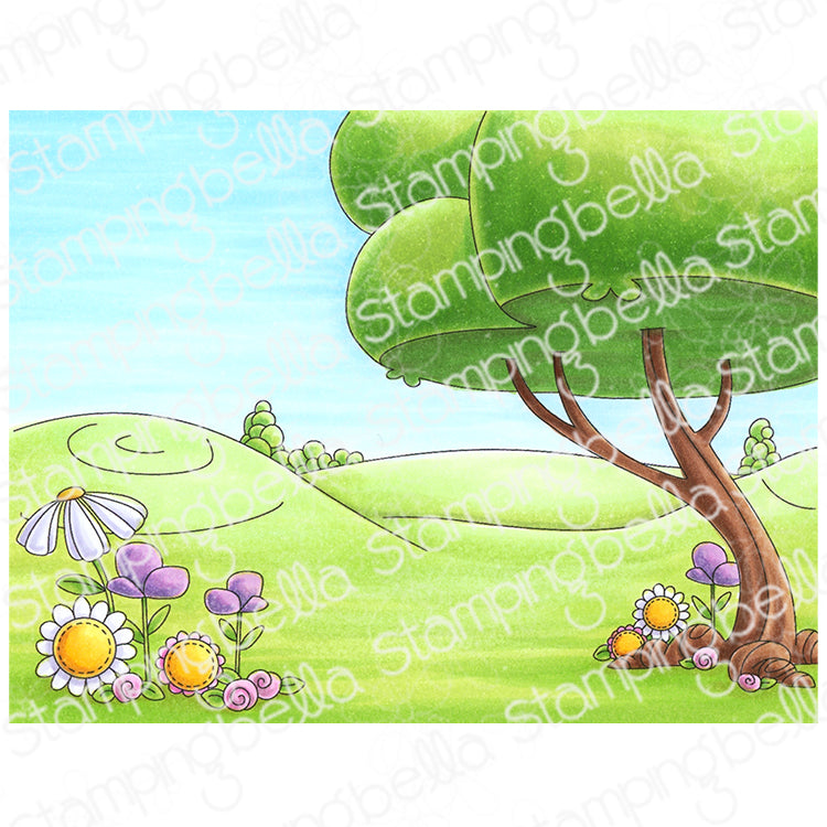 Stamping Bella Storybook Meadows Backdrop Cling Stamp eb1472