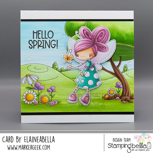 Stamping Bella Storybook Meadows Backdrop Cling Stamp eb1472 helloo spring