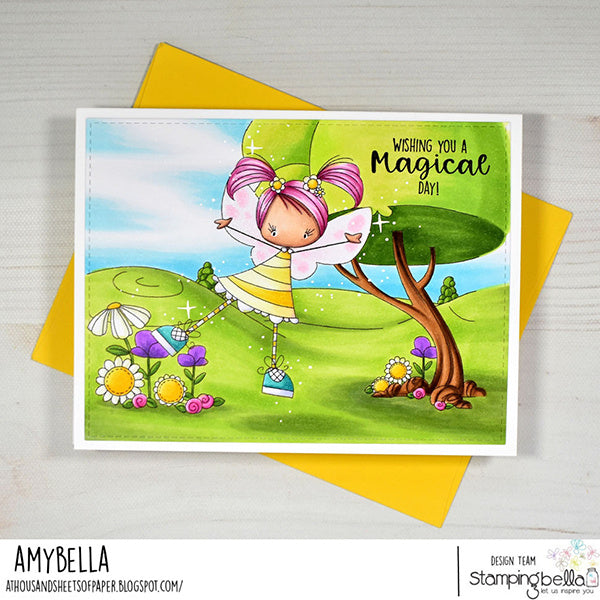 Stamping Bella Storybook Meadows Backdrop Cling Stamp eb1472 magical day