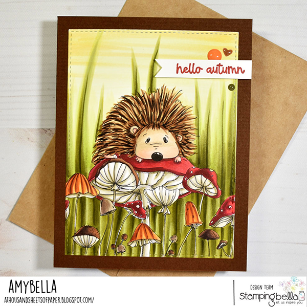 Stamping Bella Sweet Mushroom Hedgie Cling Stamp kf1356 hello autumn
