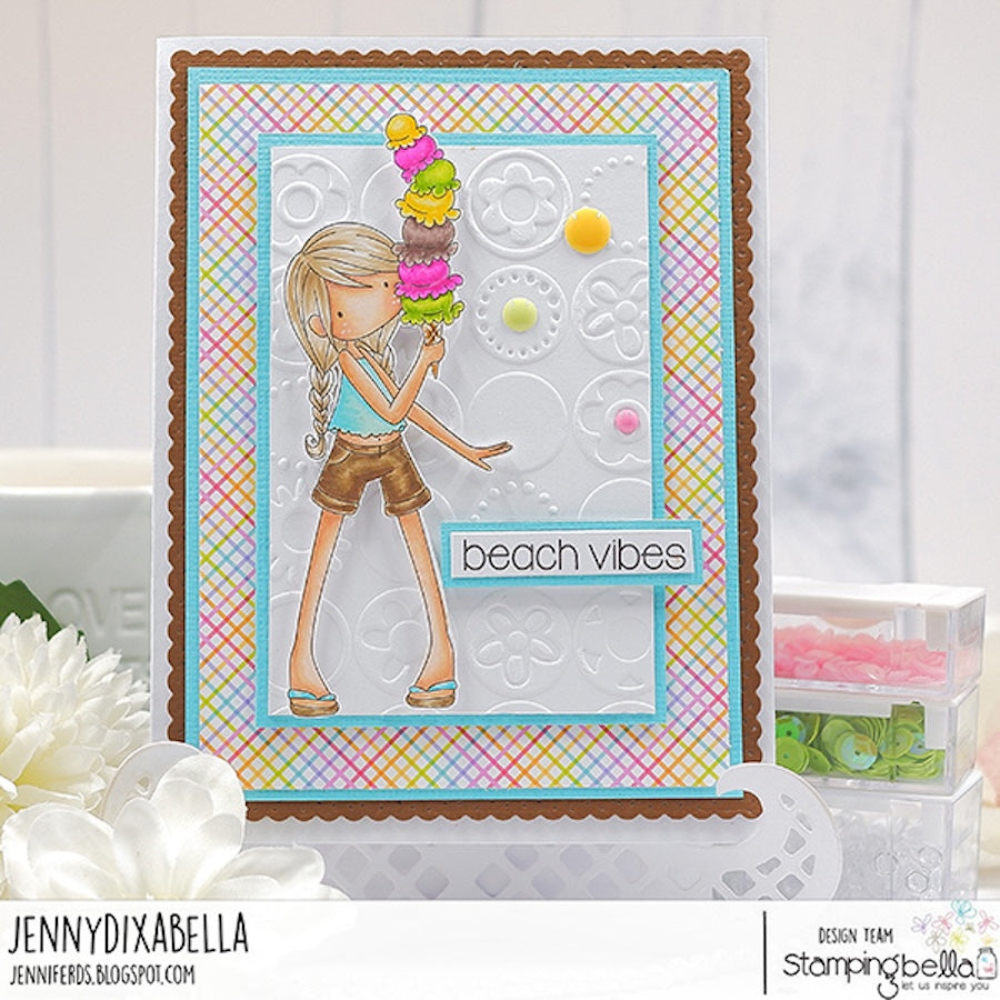 Stamping Bella Tiny Townie Ally Loves Ice Cream Cling Stamp eb1393 beach
