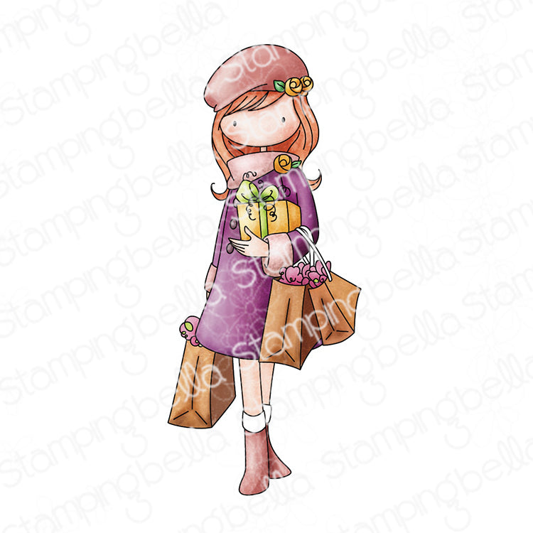 Stamping Bella Tiny Townie Maisie Goes Gift Shopping Cling Stamp eb1429

