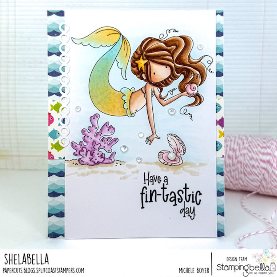 Stamping Bella Tiny Townie Mermaid Isla Cling Stamps eb1394 coral