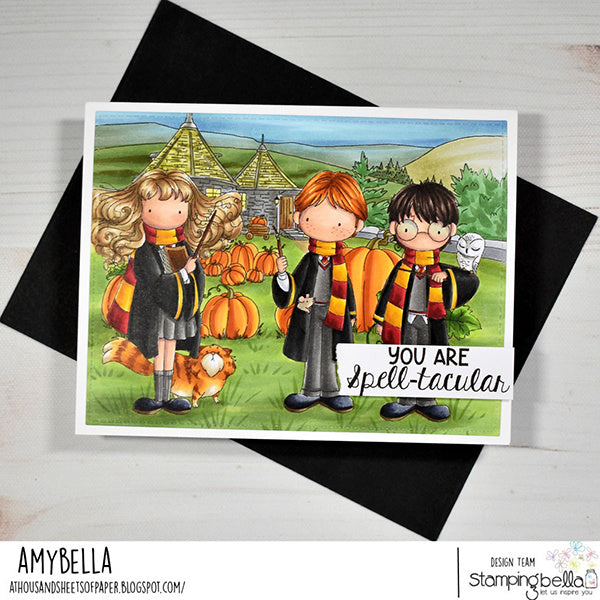 Stamping Bella Tiny Townie Witch in Training with Cat Cling Stamp eb1430 spell