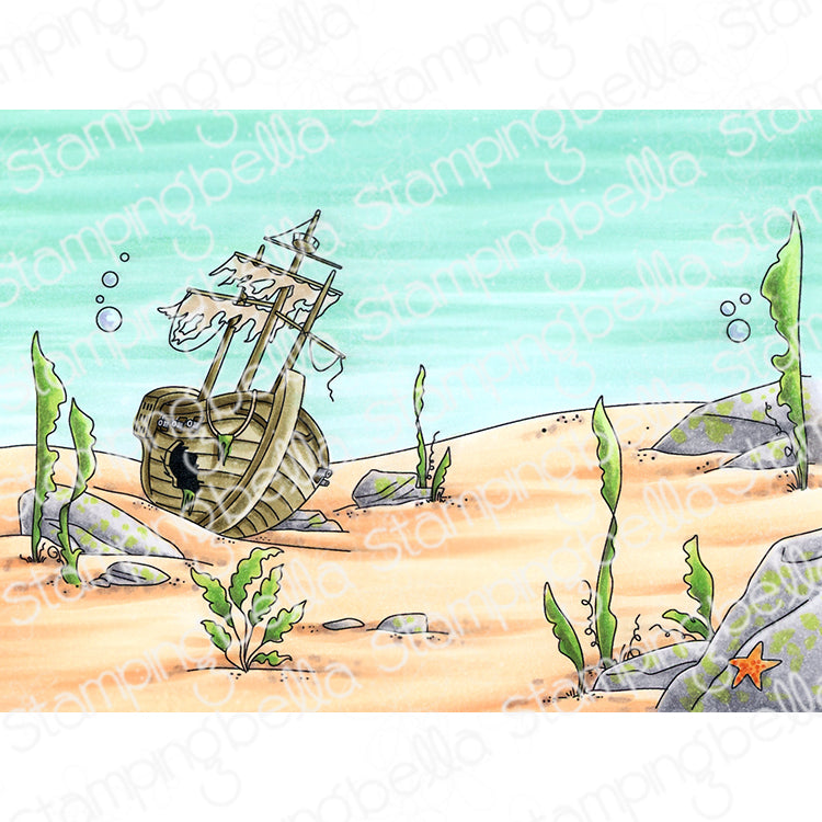 Stamping Bella Underwater Shipwreck Backdrop Cling Stamp eb1483