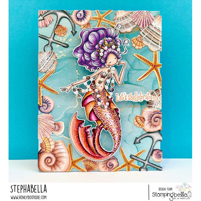 Stamping Bella Uptown Girl Mermaid Queen Cling Stamp eb1484 let's shellebrate stephabella