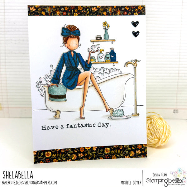 Stamping Bella Uptown Girl Selma loves Self Care Cling Stamp eb1464 bathtub
