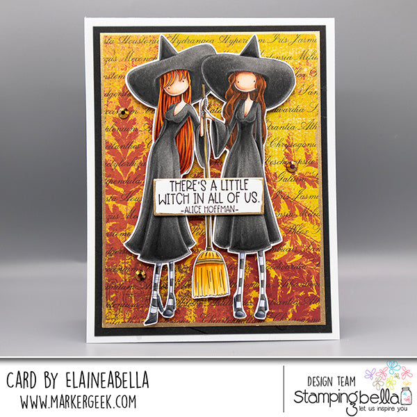 Stamping Bella Uptown Girl Witchy Sisters Cling Stamps eb1498 broom stripped stockings leaf patterns 