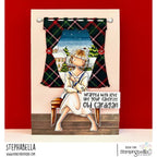 Stamping Bella Uptown Girl loves her Cardigan Cling Stamp eb1434 plaid