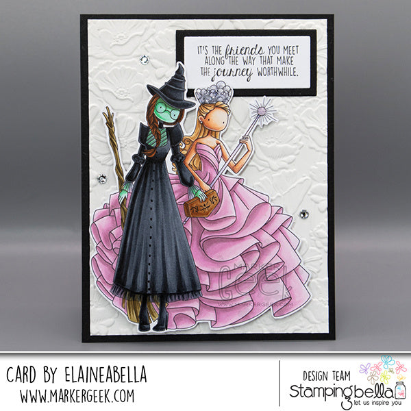 Stamping Bella Uptown Girls Elle and Glyn Are Friend Cling Stamp eb1463 witch