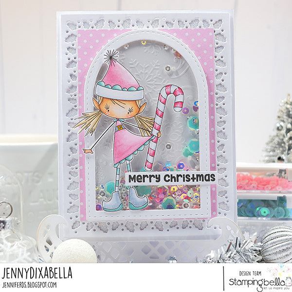 Stamping Bella Whimsabella Christmas Elf HollyBelle Cling Stamp eb1437 shaker