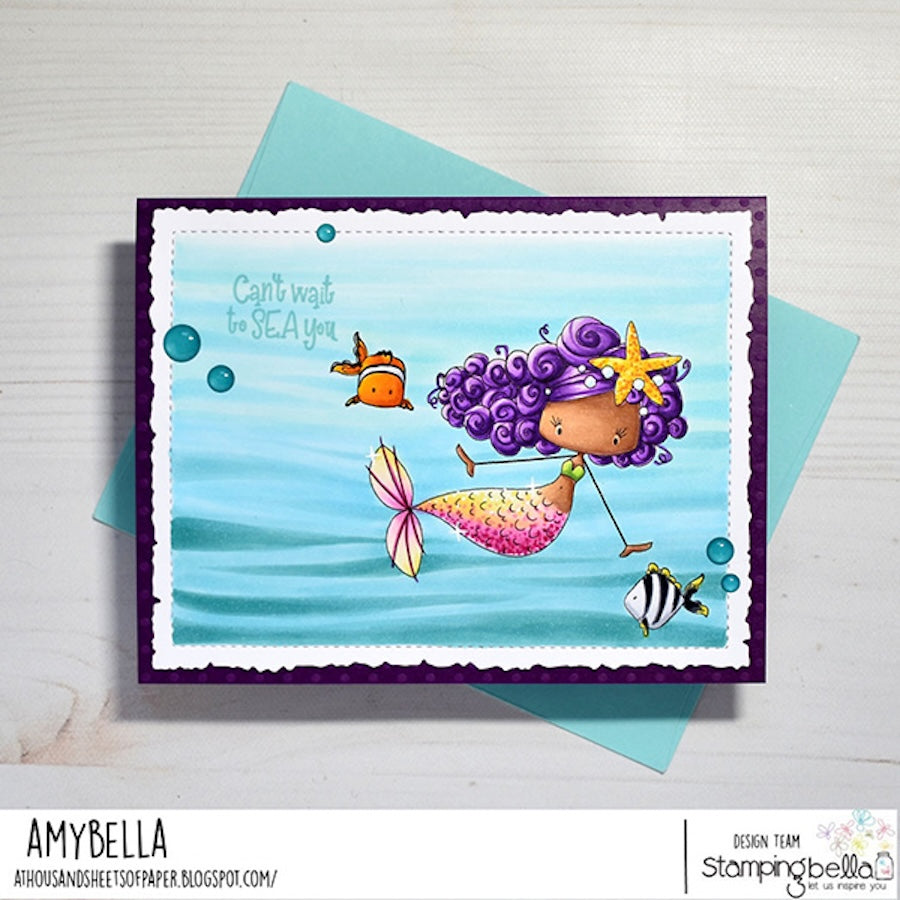 Stamping Bella Whimsabella Mermaid Starfish Sparkle Cling Stamp eb1400 fish