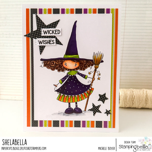 Stamping Bella Whimsabella Witch Elspeth Spindlewick Cling Stamp eb1438 star