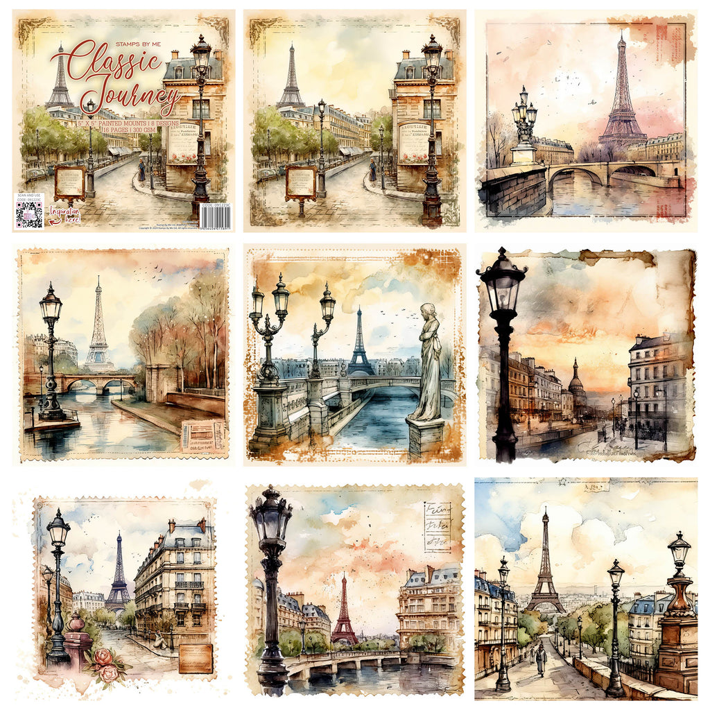 Stamps By Me Classic Journey Painted Mounts 5x5 Paper Pack 091223c sheets