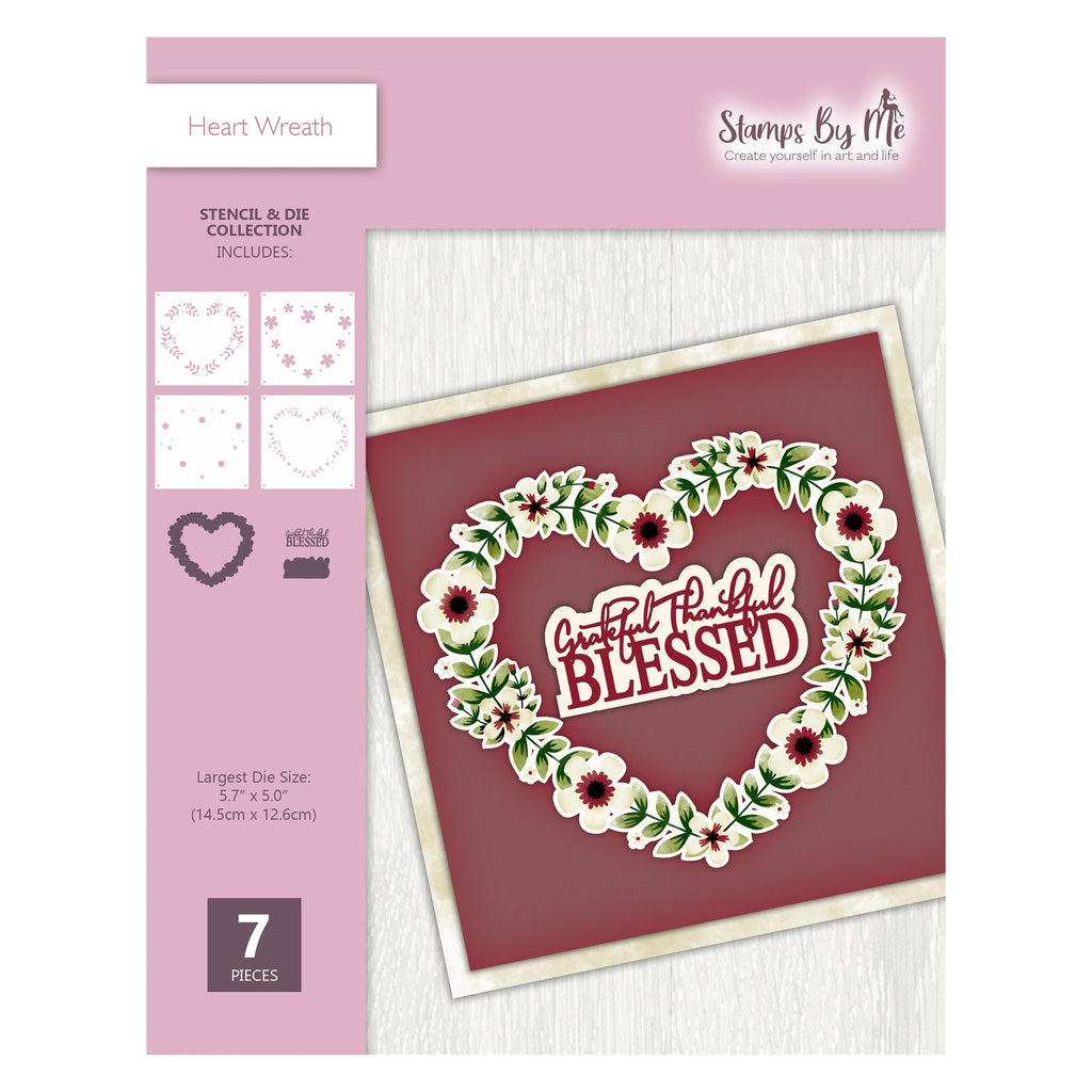 Stamps By Me Heart and Wreath Stencil and Die Set 060421g