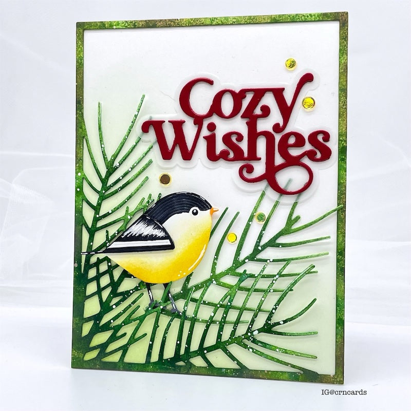 Simon Says Stamp Standing Whirl Bird Wafer Dies s878 Diecember Cozy Wishes Card