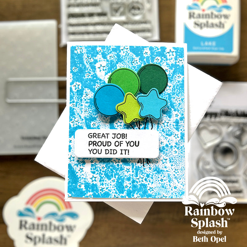 Rainbow Splash Embossing Folder Twinkling Stars rsef6 Proud of You Card