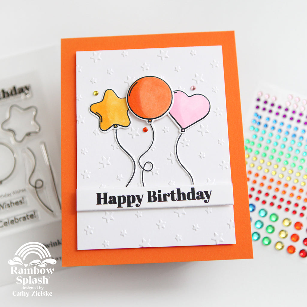 Rainbow Splash Embossing Folder Twinkling Stars rsef6 Birthday Card